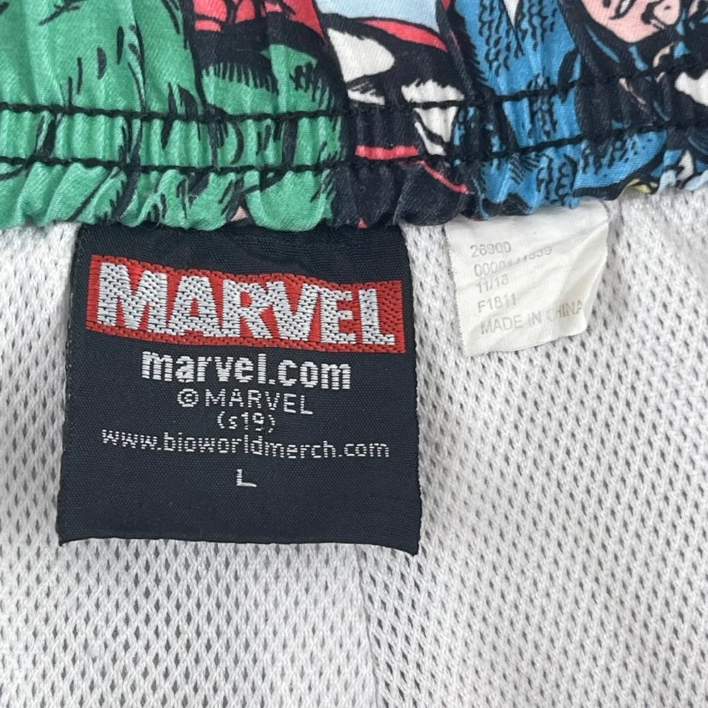Marvel Avengers Comic Print Swim Trunks Mens Large Hulk Iron Man Captain America